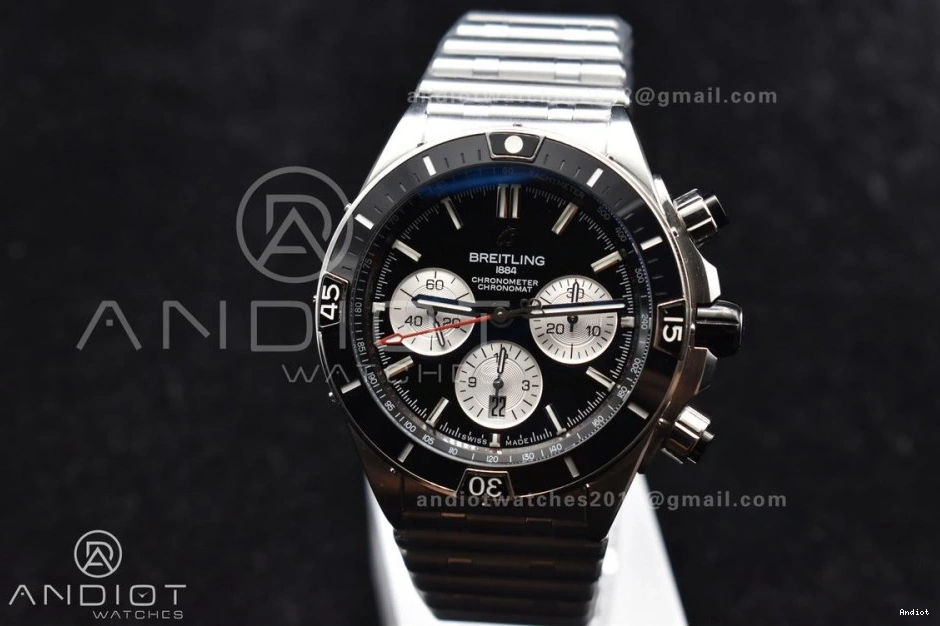 Black A7750 on SS 1:1 Chronomat Dial 44mm Edition BLSF Best B01 SS Bracelet 1105